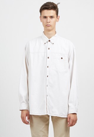 VINTAGE WHITE CAVENLINE LONG SLEEVE SHIRT