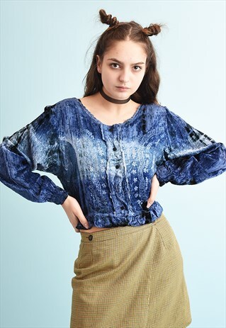 90'S RETRO VELVET BOHO STYLE LACE-UP PARTY TEEN TOP