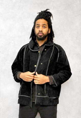 VINTAGE 1990S BLACK SUEDE LEATHER JACKET