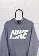 VINTAGE NIKE HOODIE SPELL OUT SWOOSH GREY SMALL 