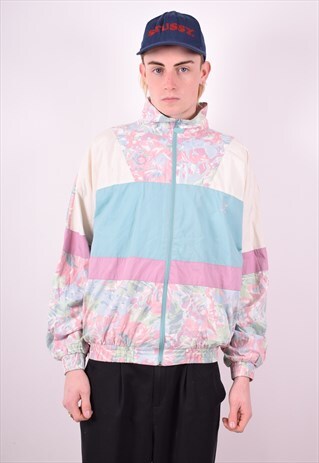 MENS VINTAGE TRACKSUIT TOP JACKET LARGE MULTI 90S