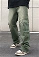 GREEN WASHED CARGO DENIM JEANS PANTS TROUSERS