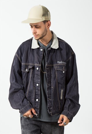 VINTAGE DIESEL CONTRAS COLLAR DENIM JACKET / S1986