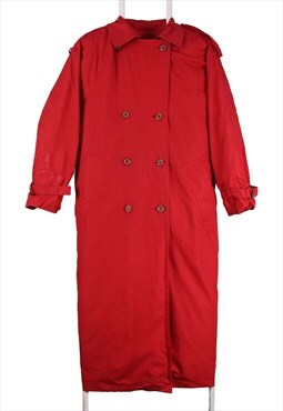 Vintage 90's London Fog Trench Coat Button Up Red Large