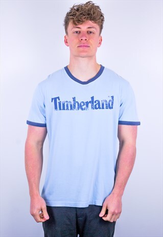 VINTAGE TIMBERLAND RINGER T-SHIRT IN BLUE