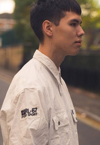 VINTAGE RALPH LAUREN POLO SPORT 67 SHIRT IN WHITE