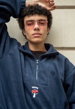 Fleece In Navy With Bro Shroom Embroidery