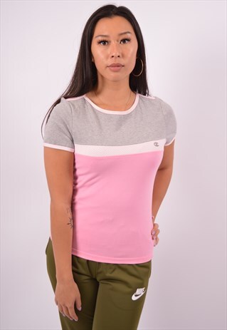 VINTAGE CHAMPION T-SHIRT TOP PINK