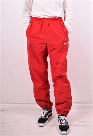 LOTTO MENS VINTAGE TRACKSUIT TROUSERS W40 L32 RED 90S
