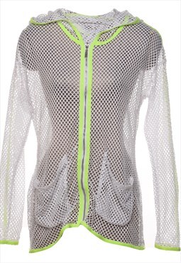 Vintage White & Lime Green 1990s Jacket - L