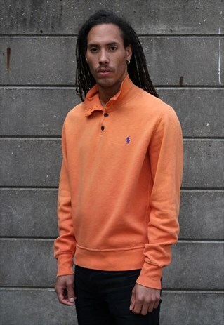 90'S VINTAGE ORANGE POLO RALPH LAUREN SWEATER JUMPER UNISEX