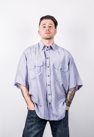 VINTAGE 1980S PURPLE SILK SHIRT