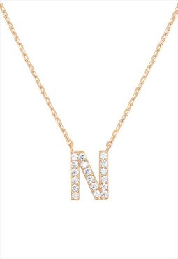 Dainty Gold Personalised N Initial Letter Necklace