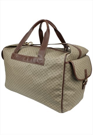 VINTAGE 70S GUCCI MONOGRAM BEIGE DUFFLE BAG
