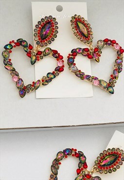 Colourful Crystal Heart Earrings
