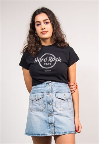 90'S Y2K BLACK RHINESTONE HARD ROCK CAFE BERLIN T-SHIRT