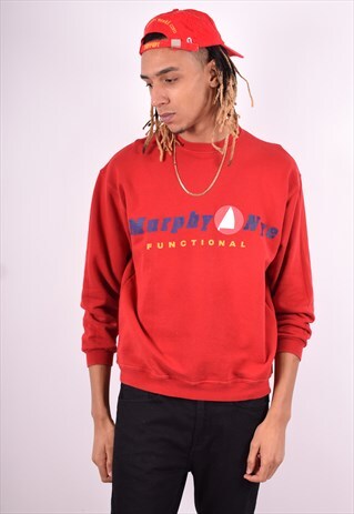 MURPHY&NYE MENS VINTAGE SWEATSHIRT JUMPER LARGE RED 90'S