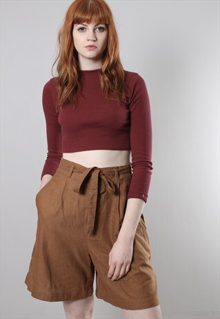 VINTAGE 90S HIGH WAISTED LINEN SHORTS