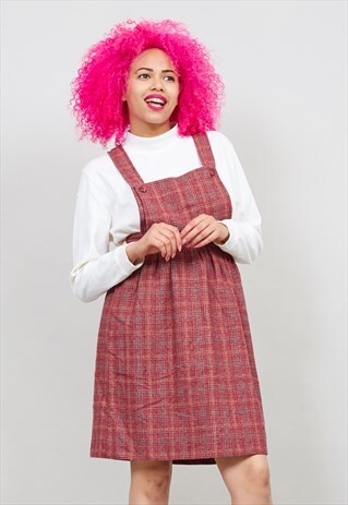 TARTAN DUNGAREE RED DRESS