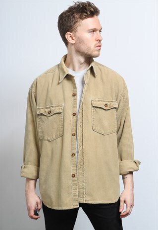 VINTAGE CORDUROY CORD SHIRT BEIGE