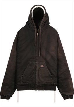 Vintage 90's Dickies Workwear Jacket Hooded Zip Up Black