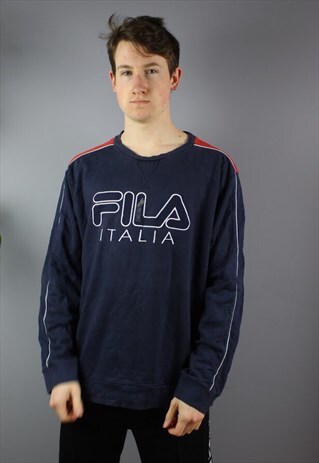 VINTAGE FILA SWEATSHIRT IN NAVY WITH EMBROIDERY