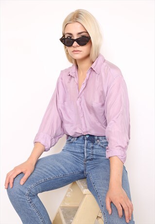 VINTAGE 90S PURPLE SILK OVERSIZED BLOUSE SHIRT