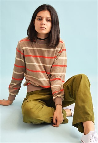 70'S RETRO STRIPED PATTERN NEUTRAL SWEATSHIRT TOP