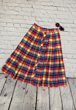 Colourful Checked Button Down Skirt