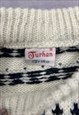 VINTAGE KNITTED JUMPER ABSTRACT PATTERNED KNIT SWEATER