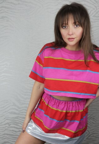 REWORKED 80S VINTAGE SKIRT AND T-SHIRT CO-ORD