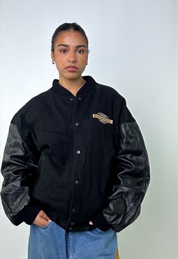 Black Vintage Burk's Bay Varsity Jacket Coat