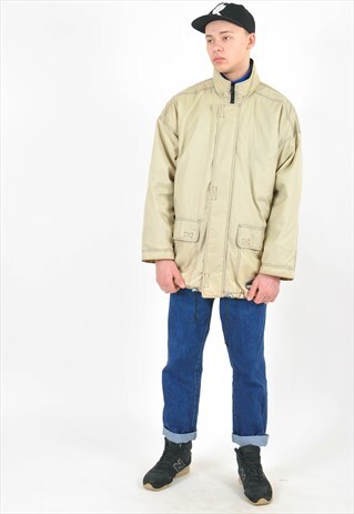 VINTAGE PUFFER PARKA JACKET IN BEIGE