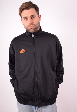 UMBRO MENS VINTAGE TRACKSUIT TOP JACKET LARGE BLACK 90S