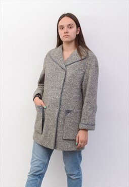 Vintage Women's M Wool Overcoat Coat Jacket Double Breasted
