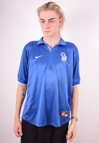 NIKE MENS VINTAGE POLO SHIRT LARGE BLUE 90S
