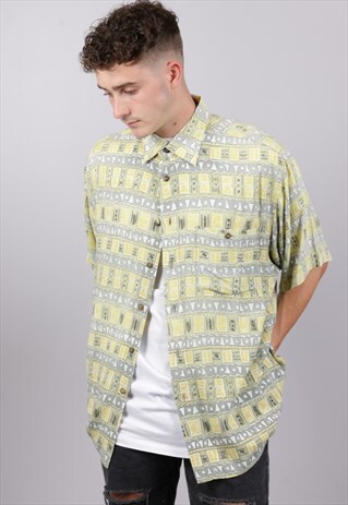 VINTAGE PATTERNED TOMMY BAHAMA SILK SHIRT Z577