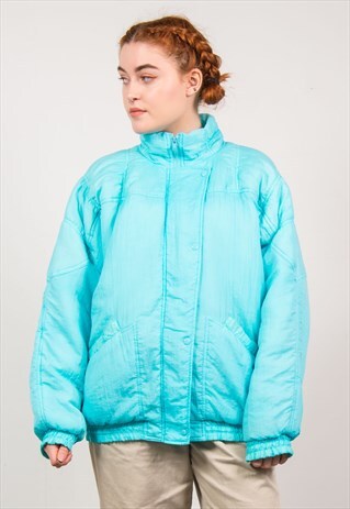 VINTAGE 90'S TURQUOISE PADDED BOMBER JACKET