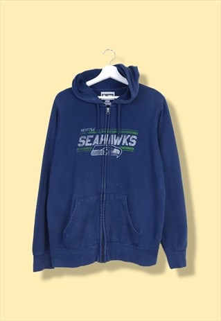 VINTAGE NFL SWEATSHIRT HOODIE SEATTLE IN BLUE XL