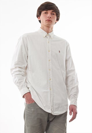 VINTAGE POLO RALPH LAUREN 90S WHITE LONG SLEEVE