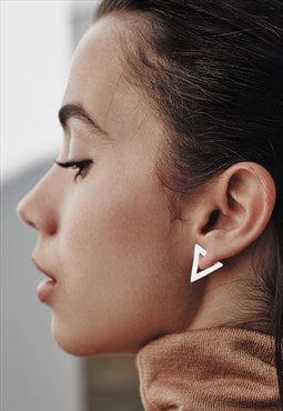 Sterling Silver Triangle Stud Earrings Boho Minimalist