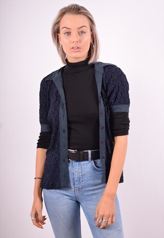 DOLCE & GABBANA WOMENS VINTAGE SHIRT SMALL NAVY BLUE 90'S