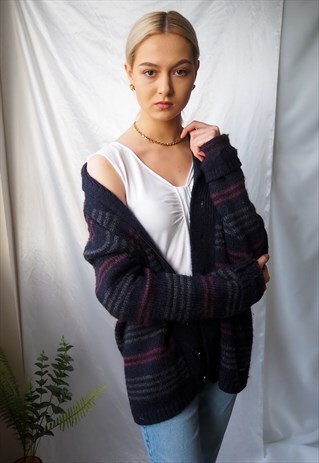 VINTAGE DKNY STRIPE BUTTON UP CARDIGAN