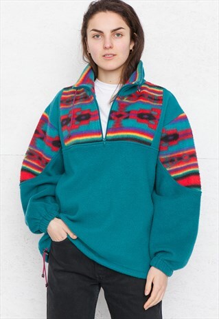 VINTAGE BLUE SEEWEED 1/4 ZIP PULLOVER SWEATSHIRT