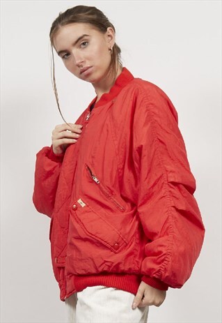 VINTAGE 80'S KAPPA RED PADDED BOMBER JACKET