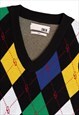 KNITTED CRICKET JUMPER VEST IN ARGYLE PRINT