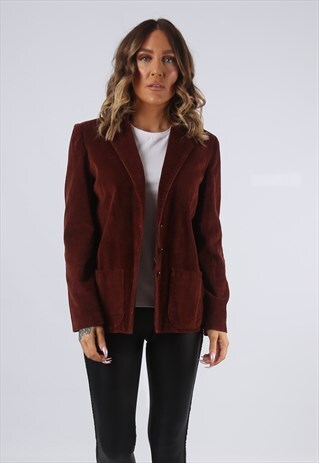 CORDUROY BLAZER JACKET CORD VINTAGE UK 12 (C95X)
