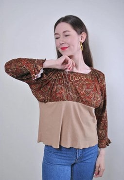 Buta print vintage women hippie festival blouse 