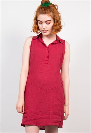 VINTAGE 90'S RED COLLARED MINI DRESS
