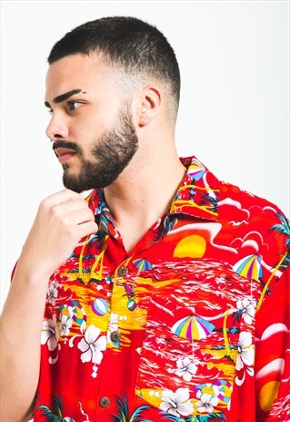 VINTAGE 80S HAWAIIAN SHORT SLEEVE SHIRT / S5967